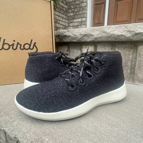 NIB allbirds WOOL RUNNER UP MIZZLE 7 Women's Sustainable Shoe Black/White NEW - Picture 1 of 8